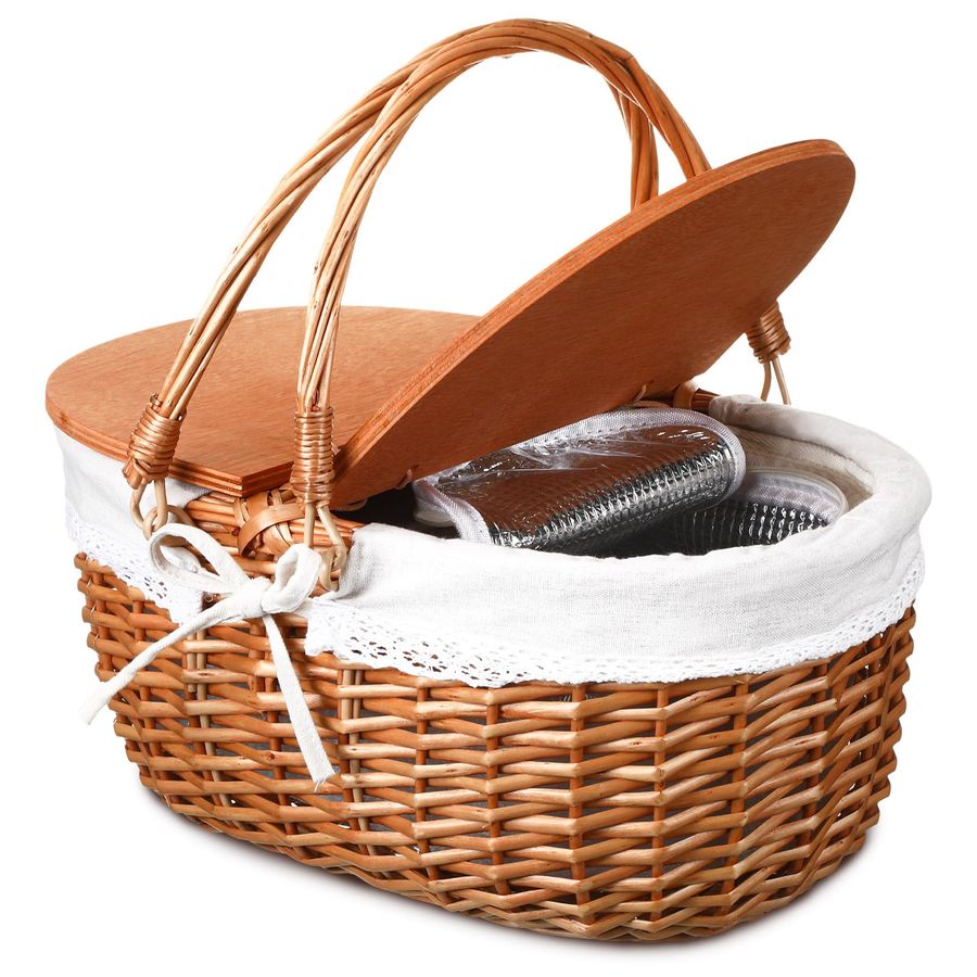 Basket Bag Wicker - Wicker Insulated Picnic Basket with Lid