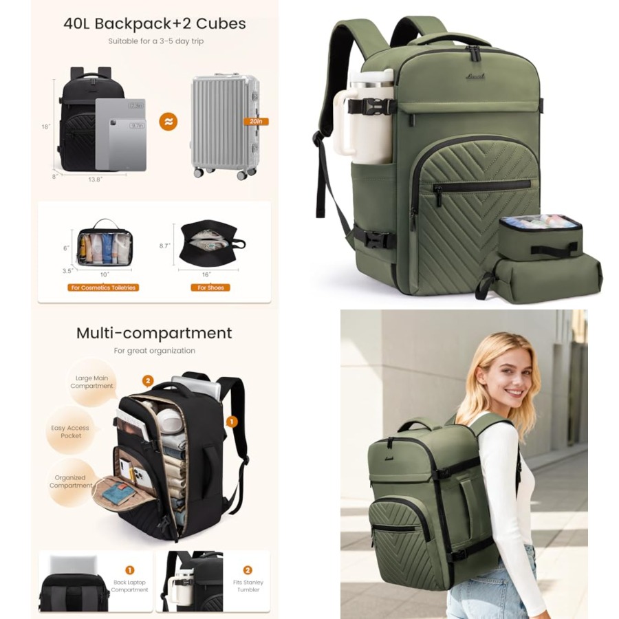 Women Bags Waterproof - 40L Travel Backpack for Women Men,