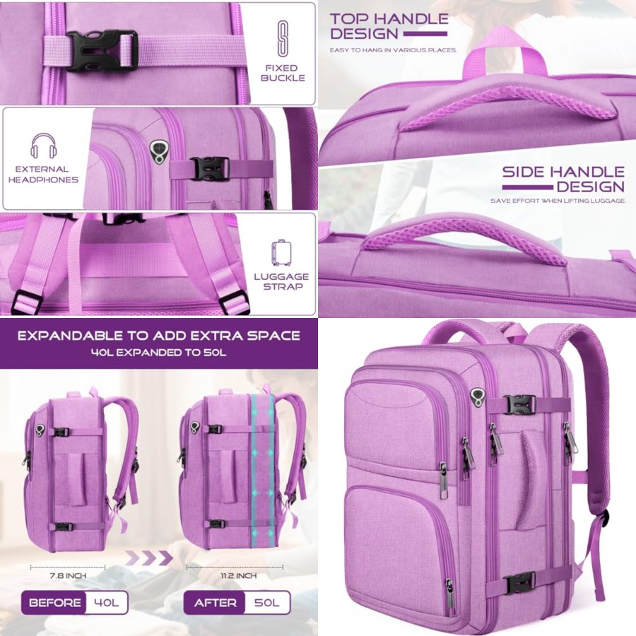 Women Bags Waterproof - Travel Backpack for Women, Expanable Carry