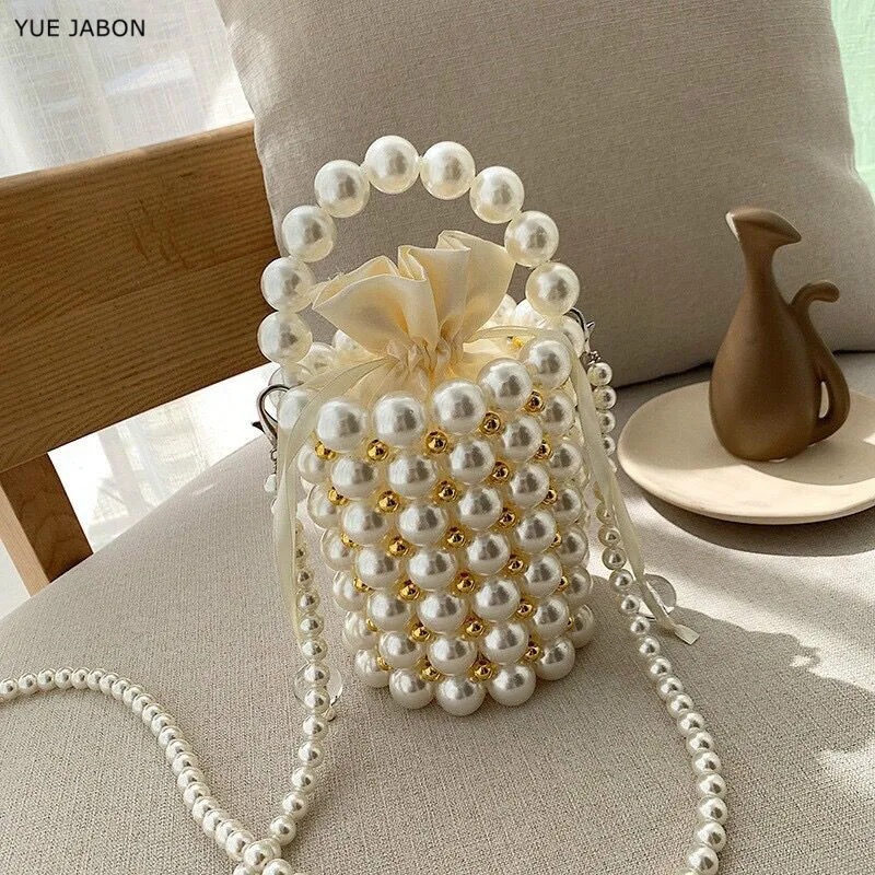 Women'S Evening Bags - Fashion Female Handmade Pearl Shoulder Tote