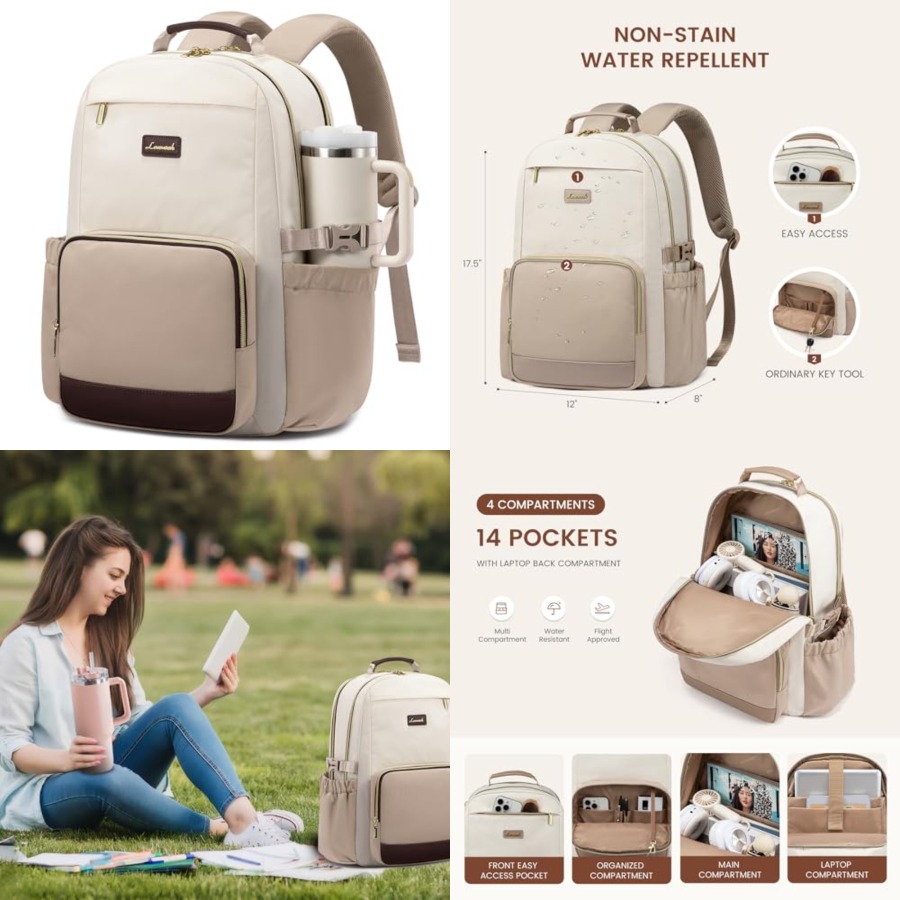 Women Bags Waterproof - Laptop Backpack for Women with Pouch