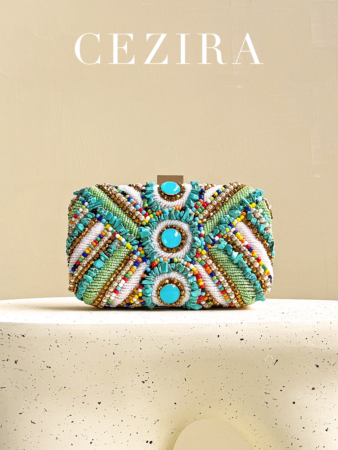 Women'S Bags Holiday - CEZIRA Women's Glamorous Luxury Colorful Beads