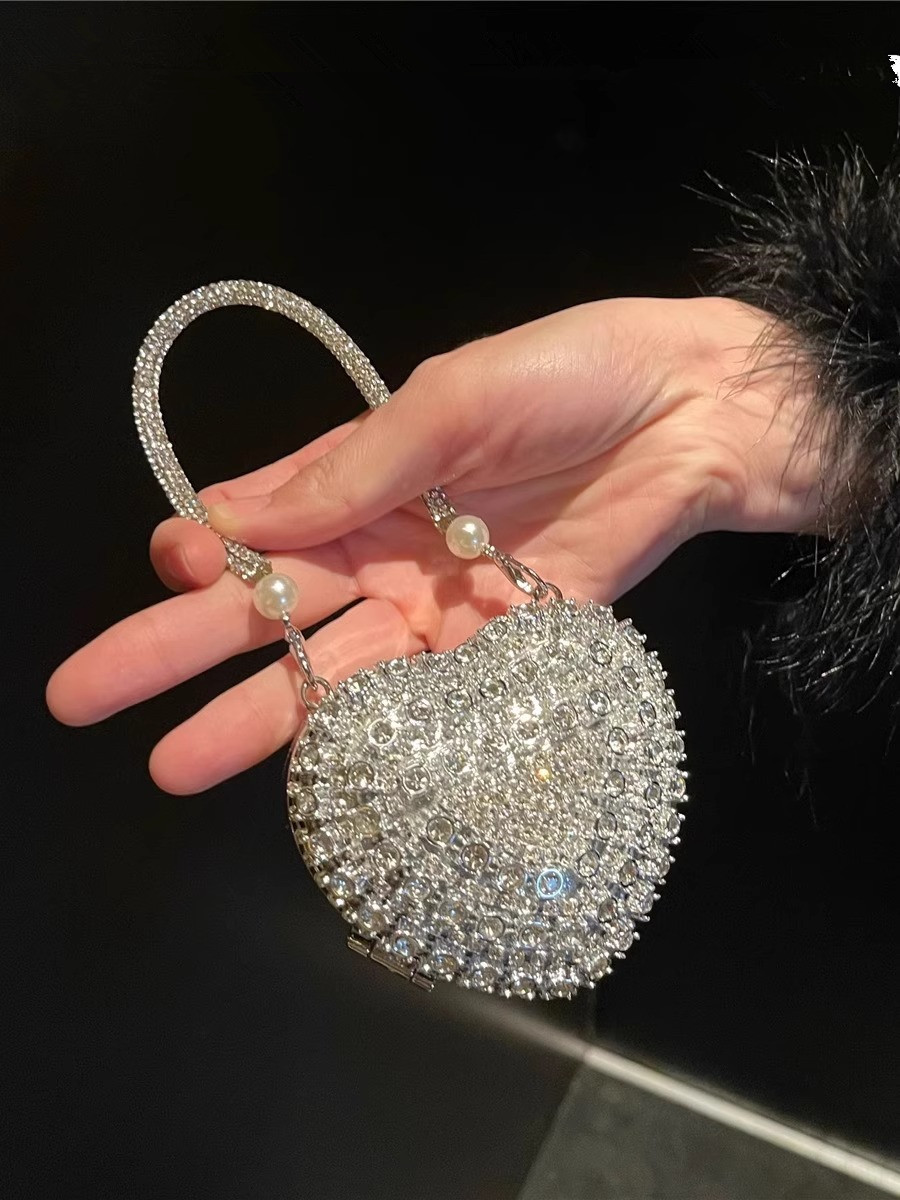Women'S Evening Bags - Luxury Small Bling Heart Shape Diamond