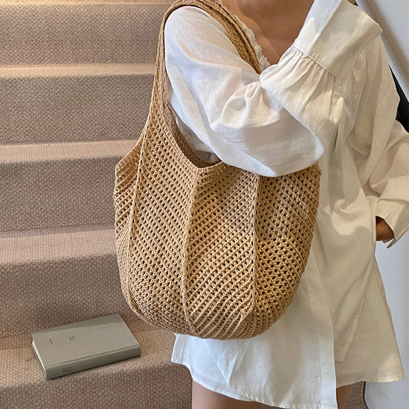 Basket Bag Wicker - Summer Woven Shoulder Bag Women Knitting