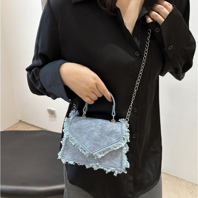 Flap Bag Envelope - Fashion Envelope Frayed Edge Top Handle