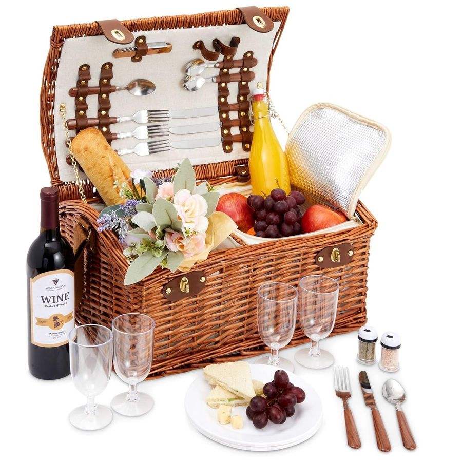 Basket Bag Wicker - Picnic Basket for 4 People 18.1
