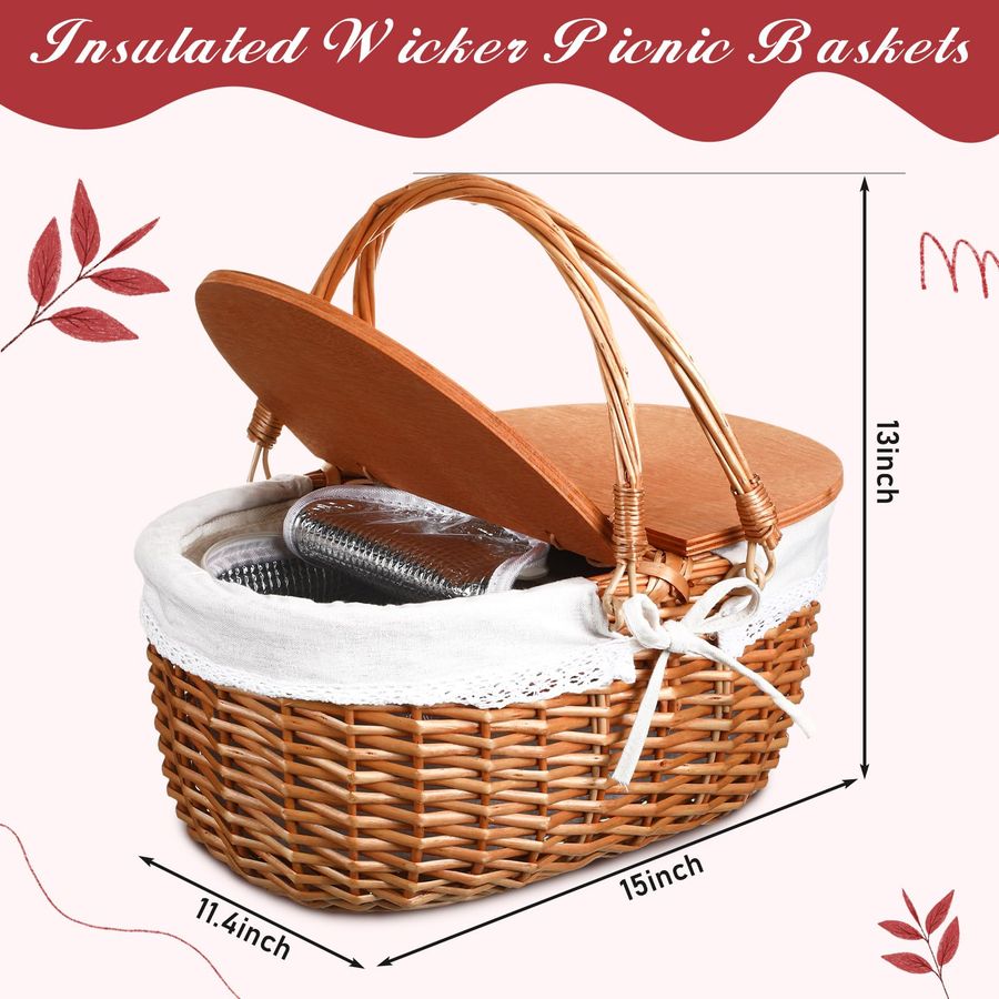 Wicker Insulated Picnic Basket - Basket Bag Wicker ulasan dan harga