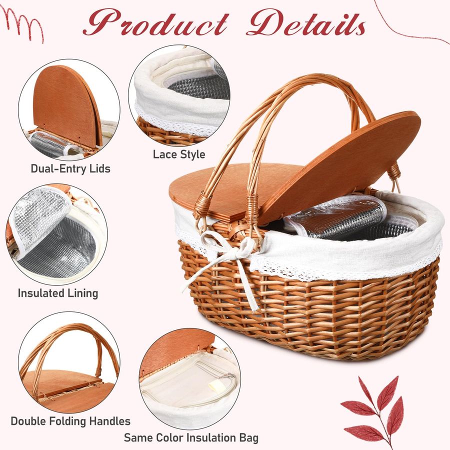 Wicker Insulated Picnic Basket - Basket Bag Wicker ulasan dan harga