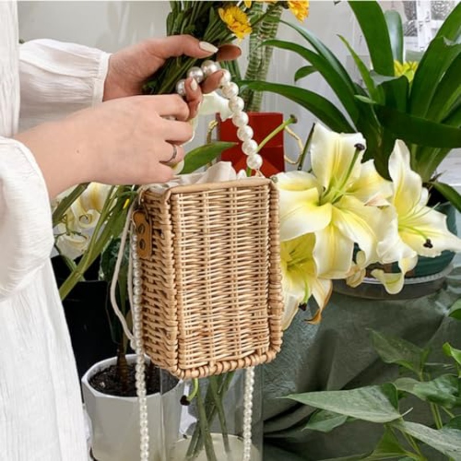 Pearl Basket Purse, Handwoven  - Basket Bag Wicker ulasan dan harga