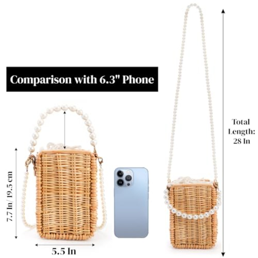 Pearl Basket Purse, Handwoven  - Basket Bag Wicker ulasan dan harga
