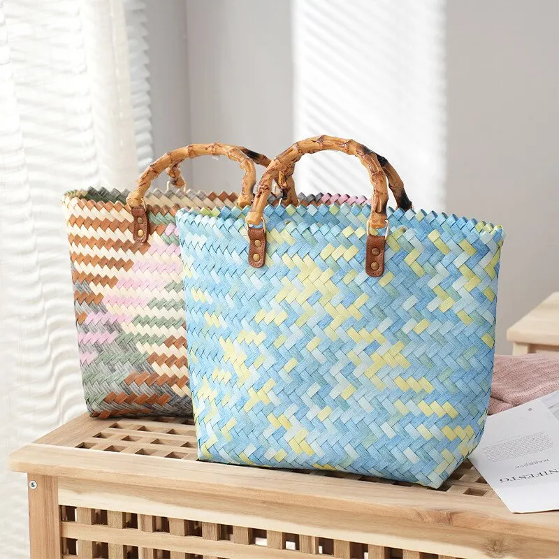 Vintage Bamboom Handle Rattan  - Basket Bag Wicker ulasan dan harga