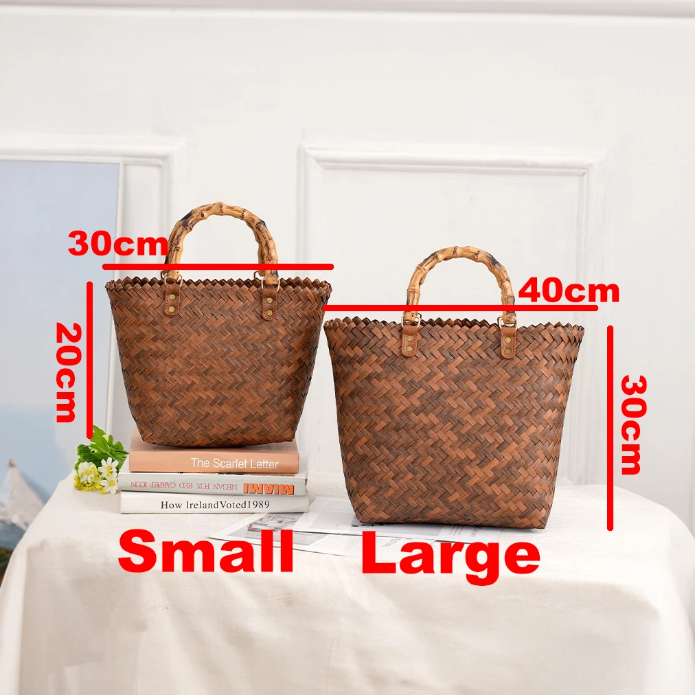 Vintage Bamboom Handle Rattan  - Basket Bag Wicker ulasan dan harga