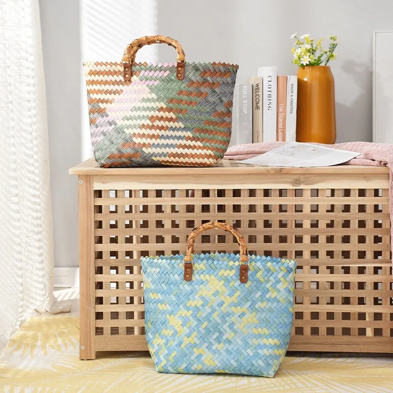 Vintage Bamboom Handle Rattan  - Basket Bag Wicker ulasan dan harga
