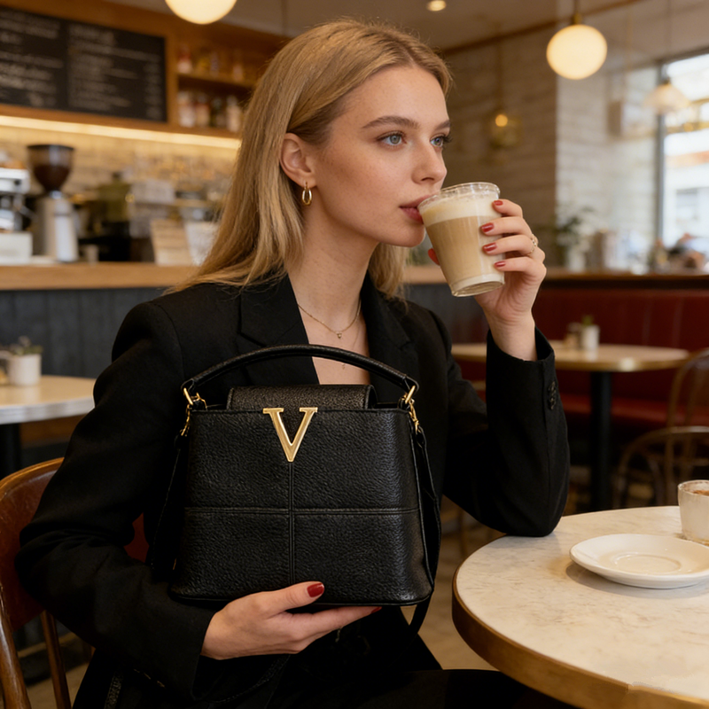 Chic V-Logo Mini Totes Bags Lu - Women Bags Logo ulasan dan harga