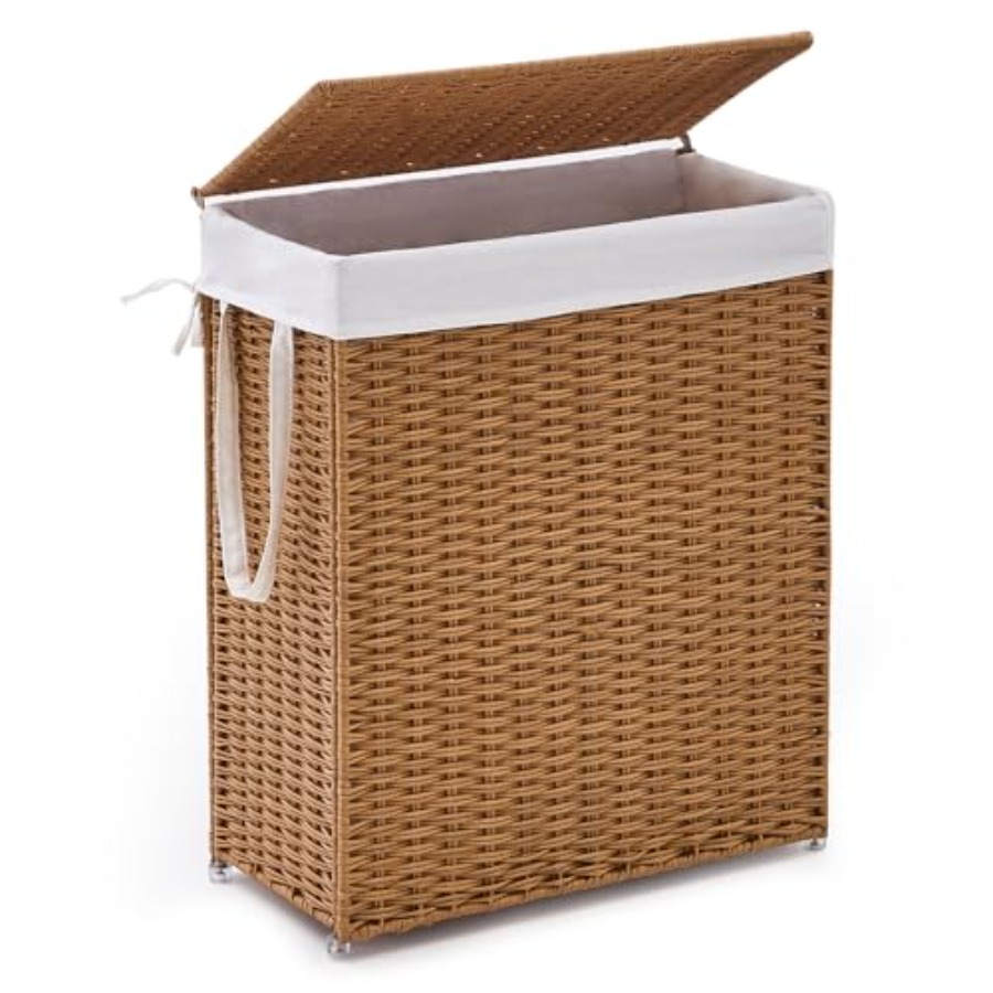 Slim Wicker Laundry Hamper wit - Basket Bag Wicker ulasan dan harga