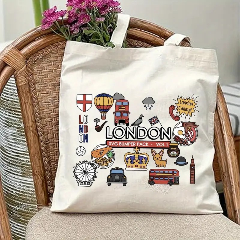 London UK Graphic Canvas Tote  - Women Bags Uk ulasan dan harga
