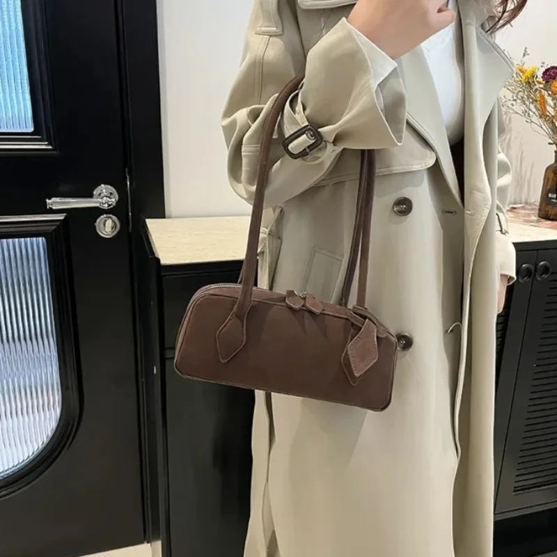 Faux Suede Zipper Solid Color  - Women Bags Discount ulasan dan harga