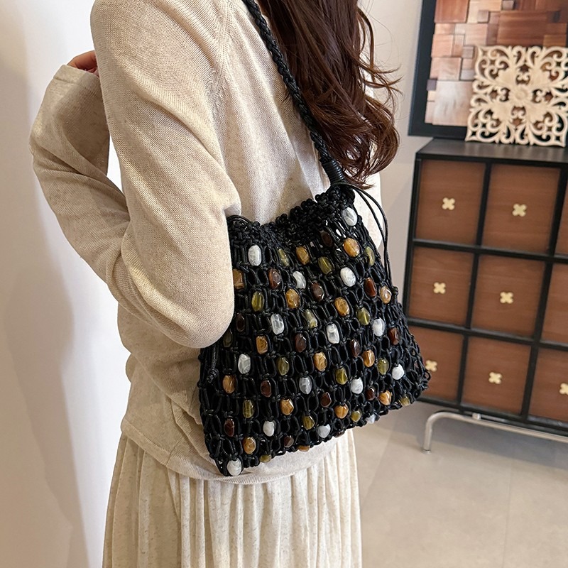 Summer Hollow Out Woven Beaded - Women Bags Discount ulasan dan harga