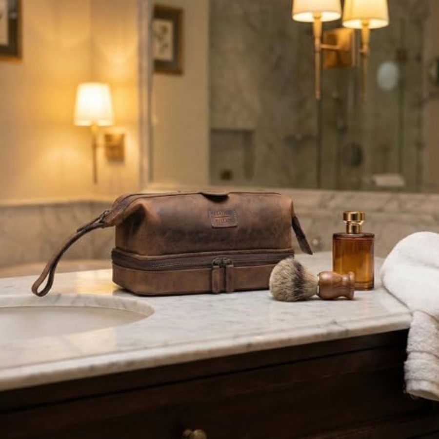 Genuine Leather Dopp Kit Large - Women Bags Waterproof ulasan dan harga