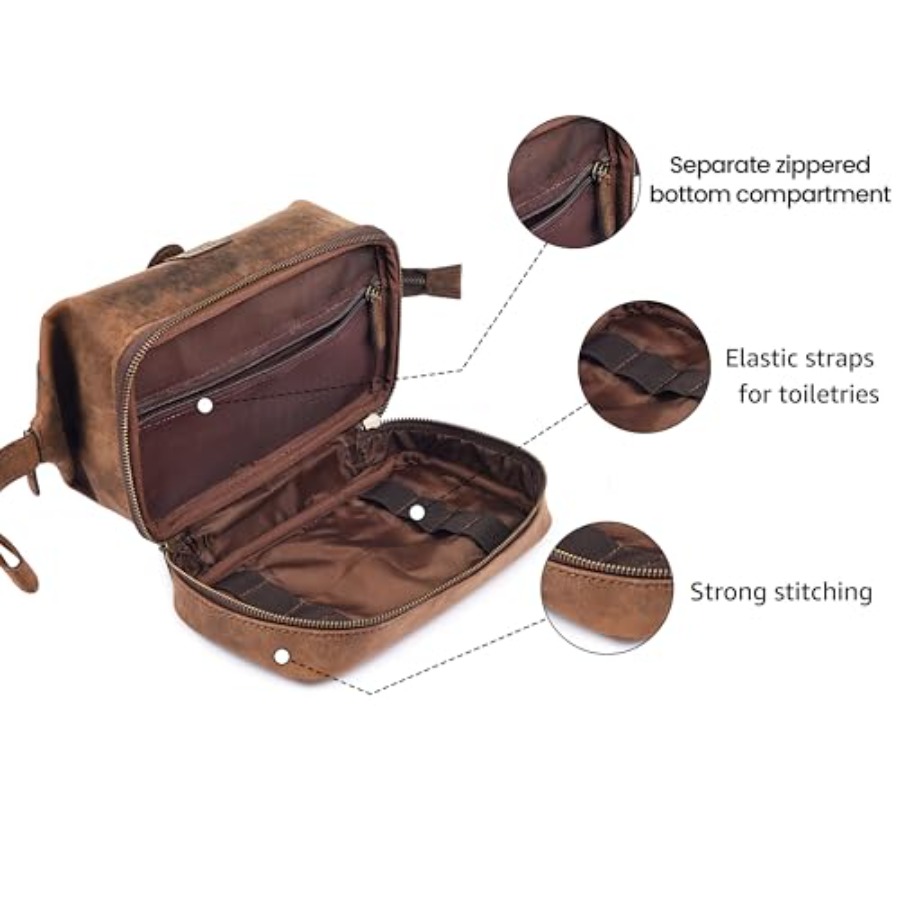 Genuine Leather Dopp Kit Large - Women Bags Waterproof ulasan dan harga
