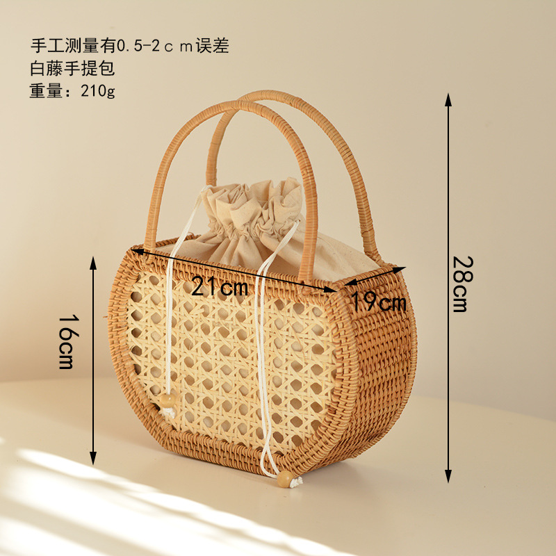 Casual Hollow Rattan Basket Ba - Basket Bag Wicker ulasan dan harga