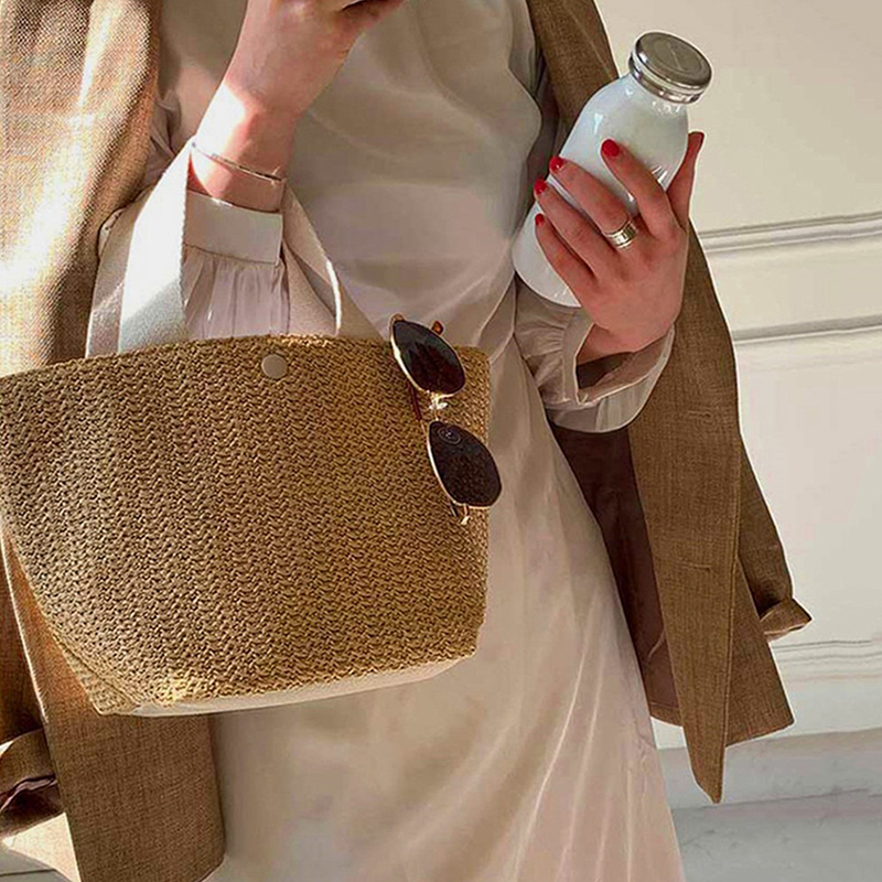 Elegant Ladies Straw Woven Han - Women'S Bags Holiday ulasan dan harga
