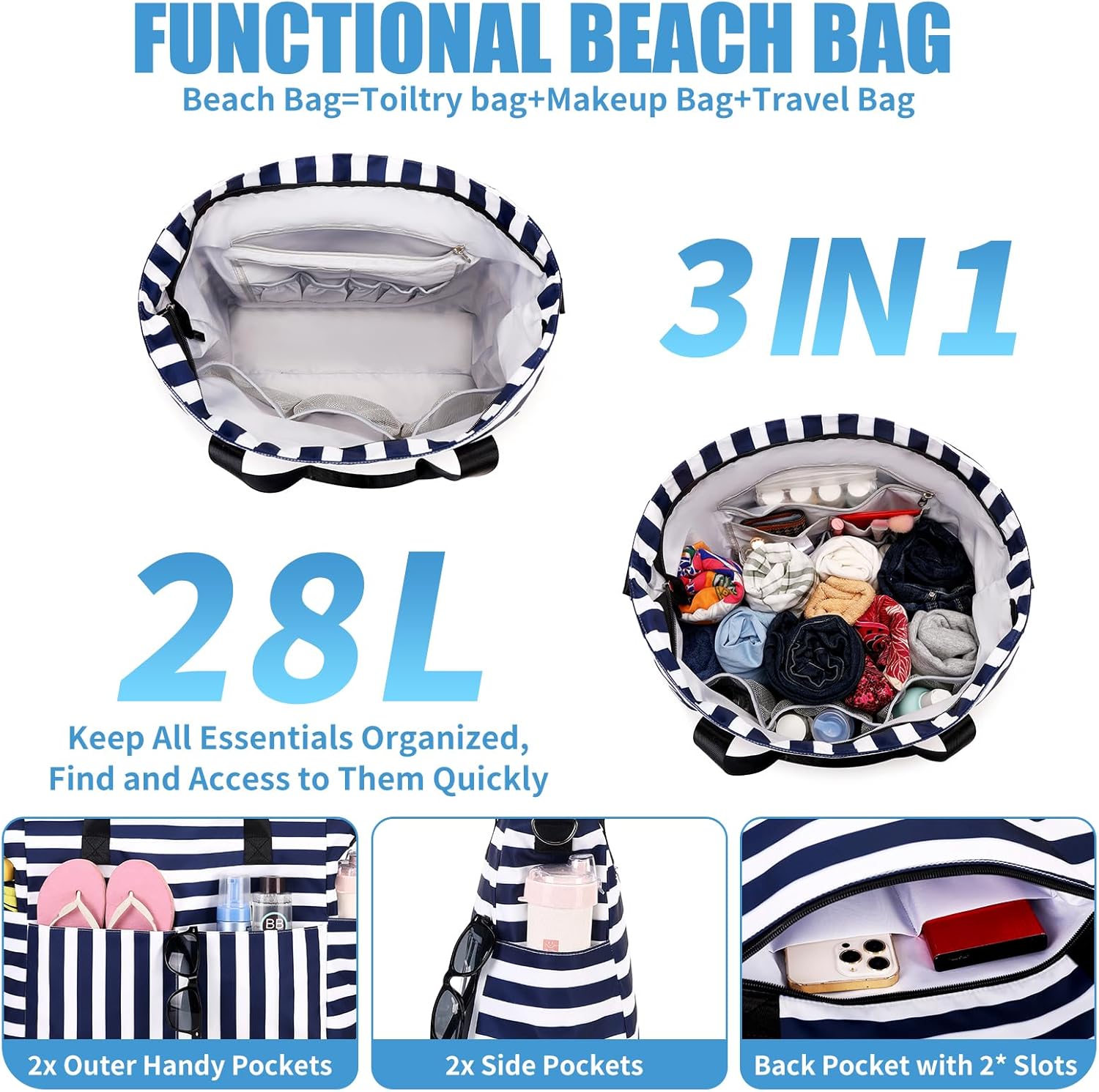 Large Waterproof Beach Bag wit - Women Bags Waterproof ulasan dan harga