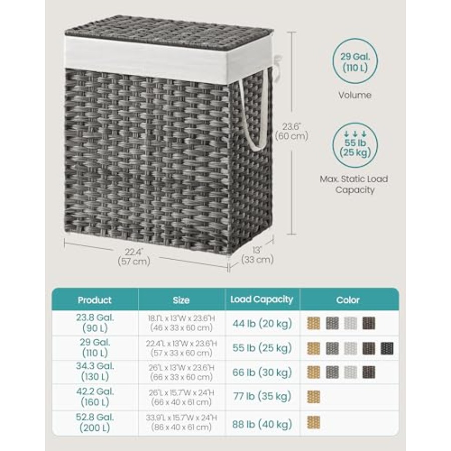 Laundry Hamper with Lid, Cothe - Basket Bag Wicker ulasan dan harga