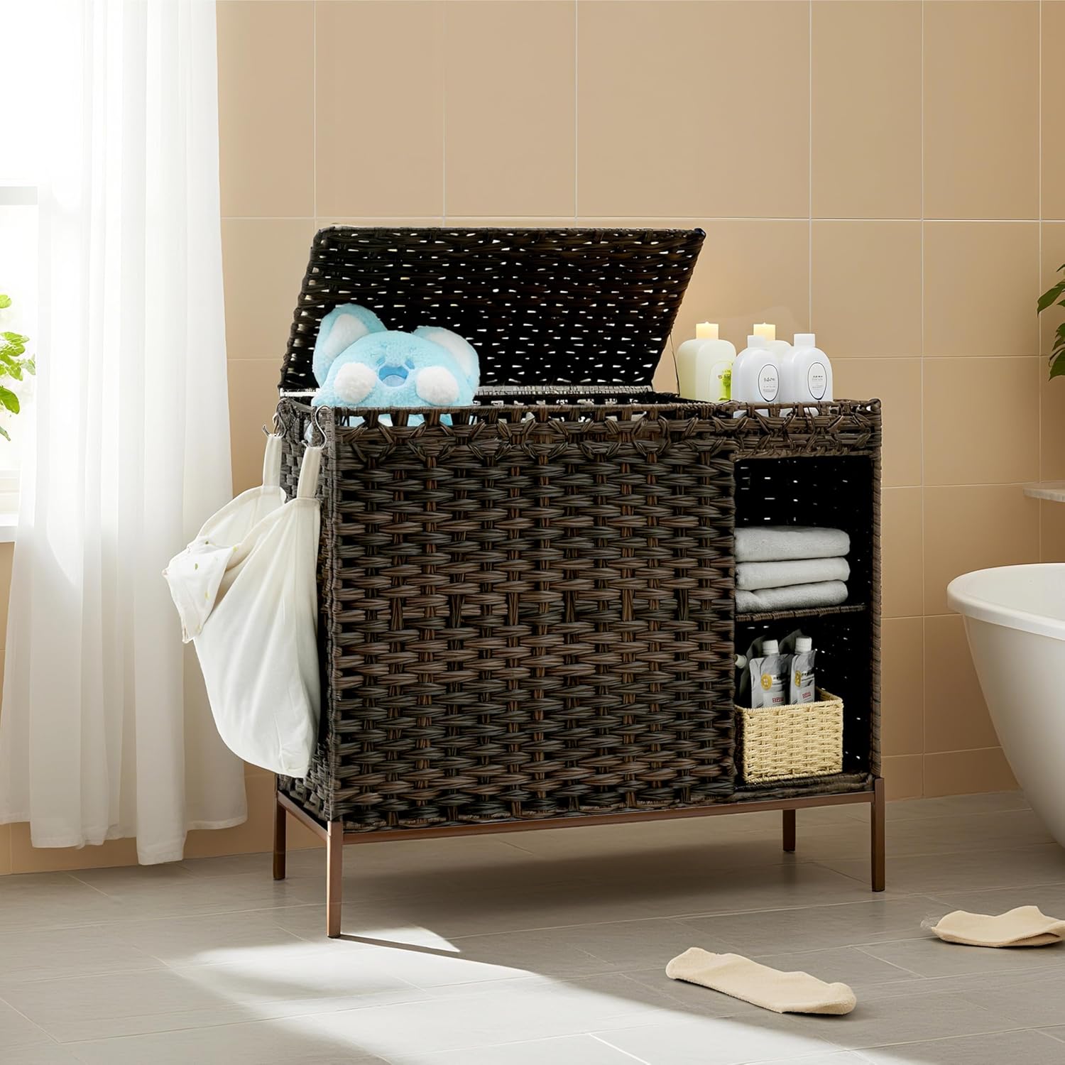 130L 3 Section Laundry Hamper  - Basket Bag Wicker ulasan dan harga