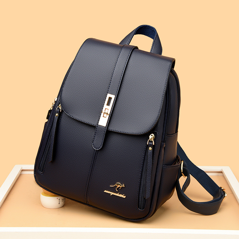Elegant Wine Red Leather Backp - Women Bags Logo ulasan dan harga