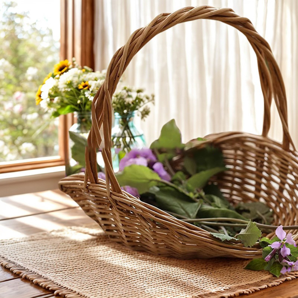 Handwoven wicker basket with c - Basket Bag Wicker ulasan dan harga