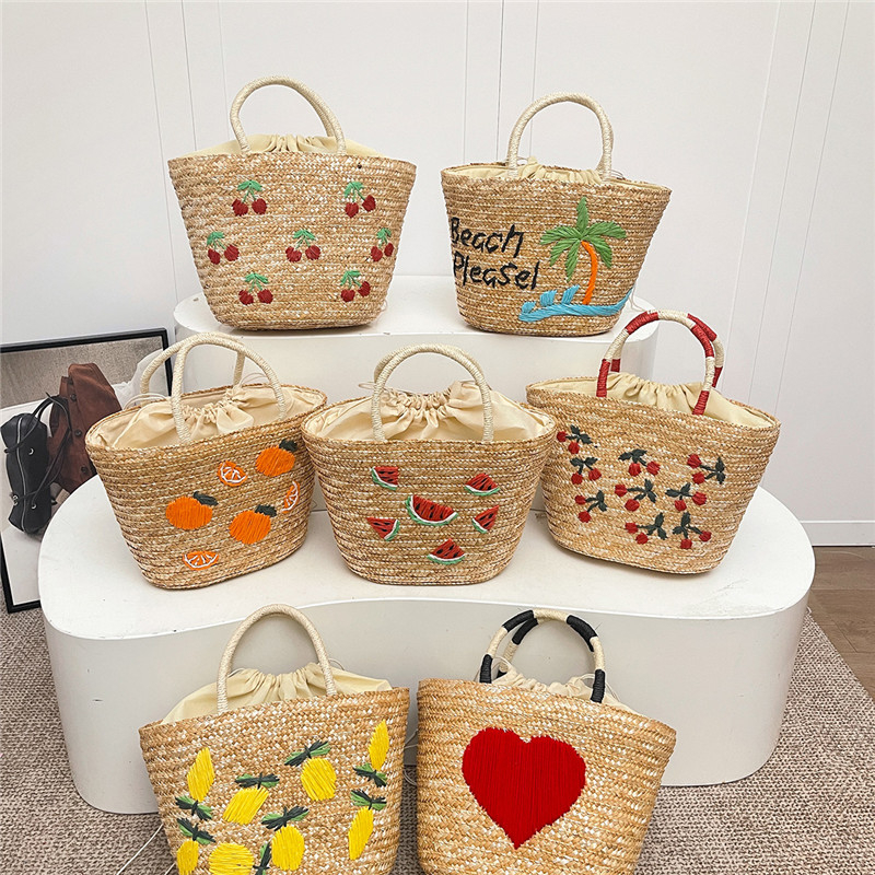 New Straw Fruit Embroidery Str - Women Bags Discount ulasan dan harga