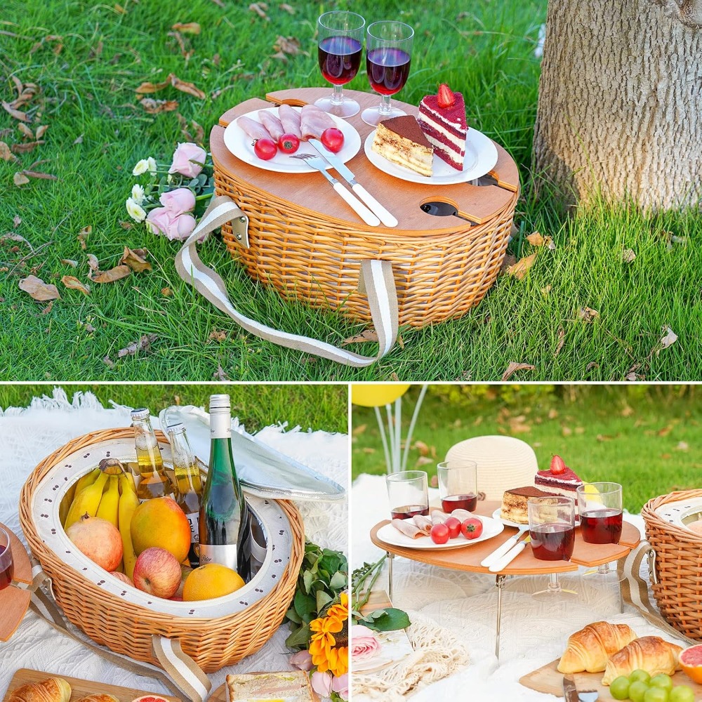 stboo picnic basket for 4, ins - Basket Bag Wicker ulasan dan harga