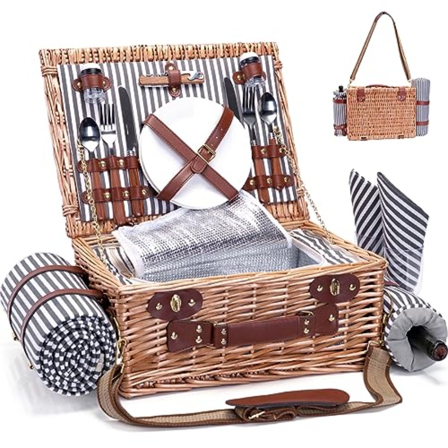 Picnic Basket with Blanket and - Basket Bag Wicker ulasan dan harga