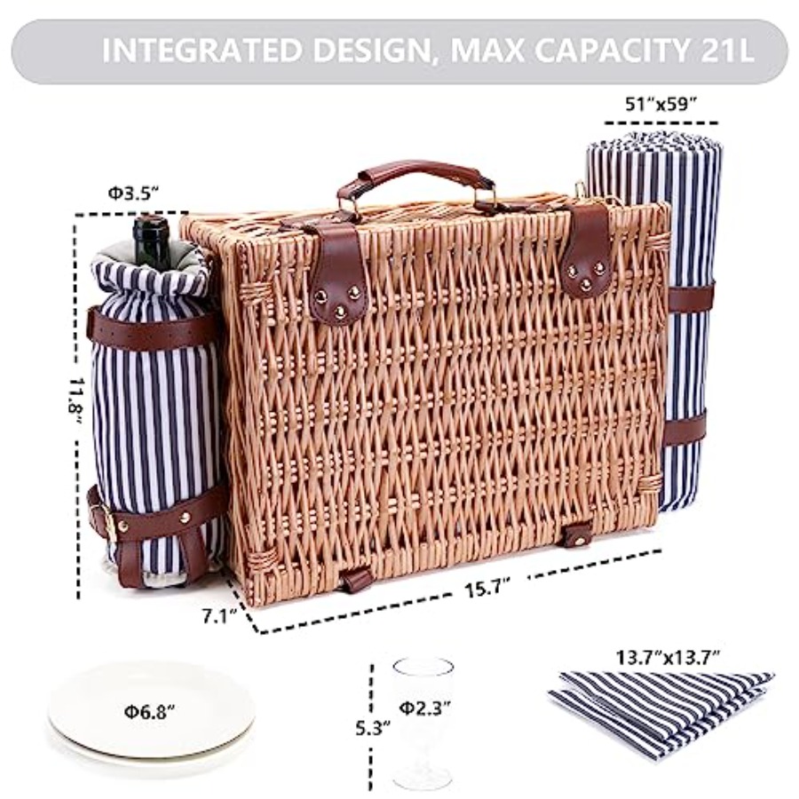 Picnic Basket with Blanket and - Basket Bag Wicker ulasan dan harga