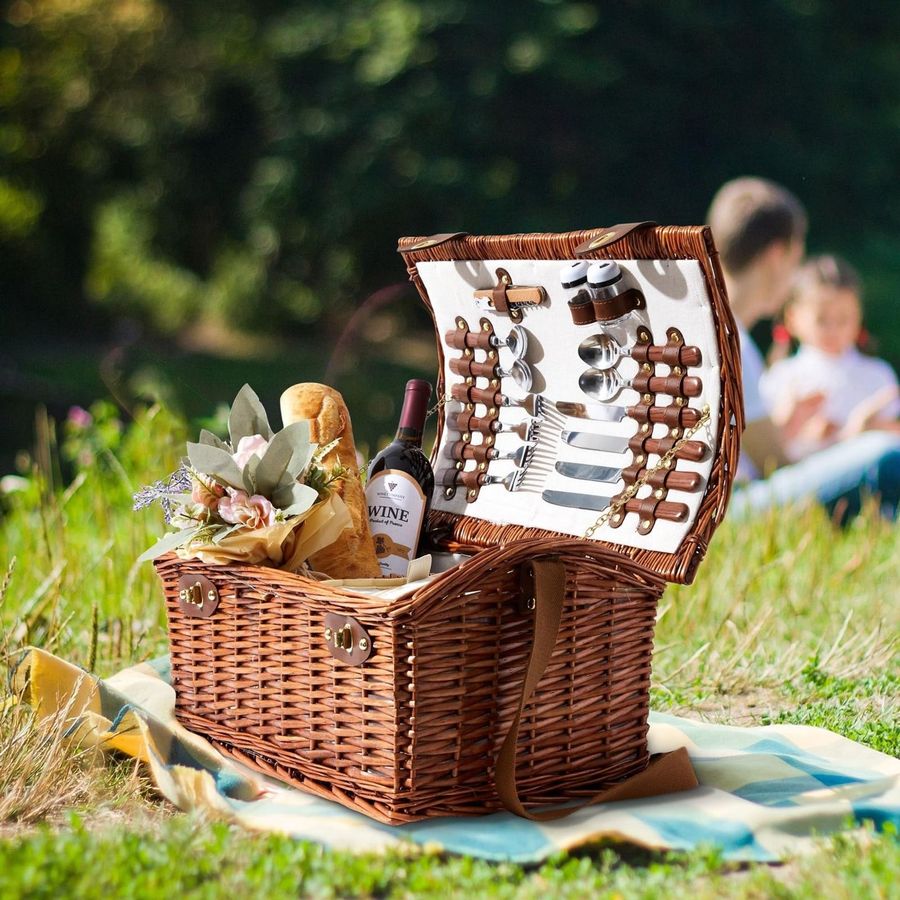 Picnic Basket for 4 People 18. - Basket Bag Wicker ulasan dan harga