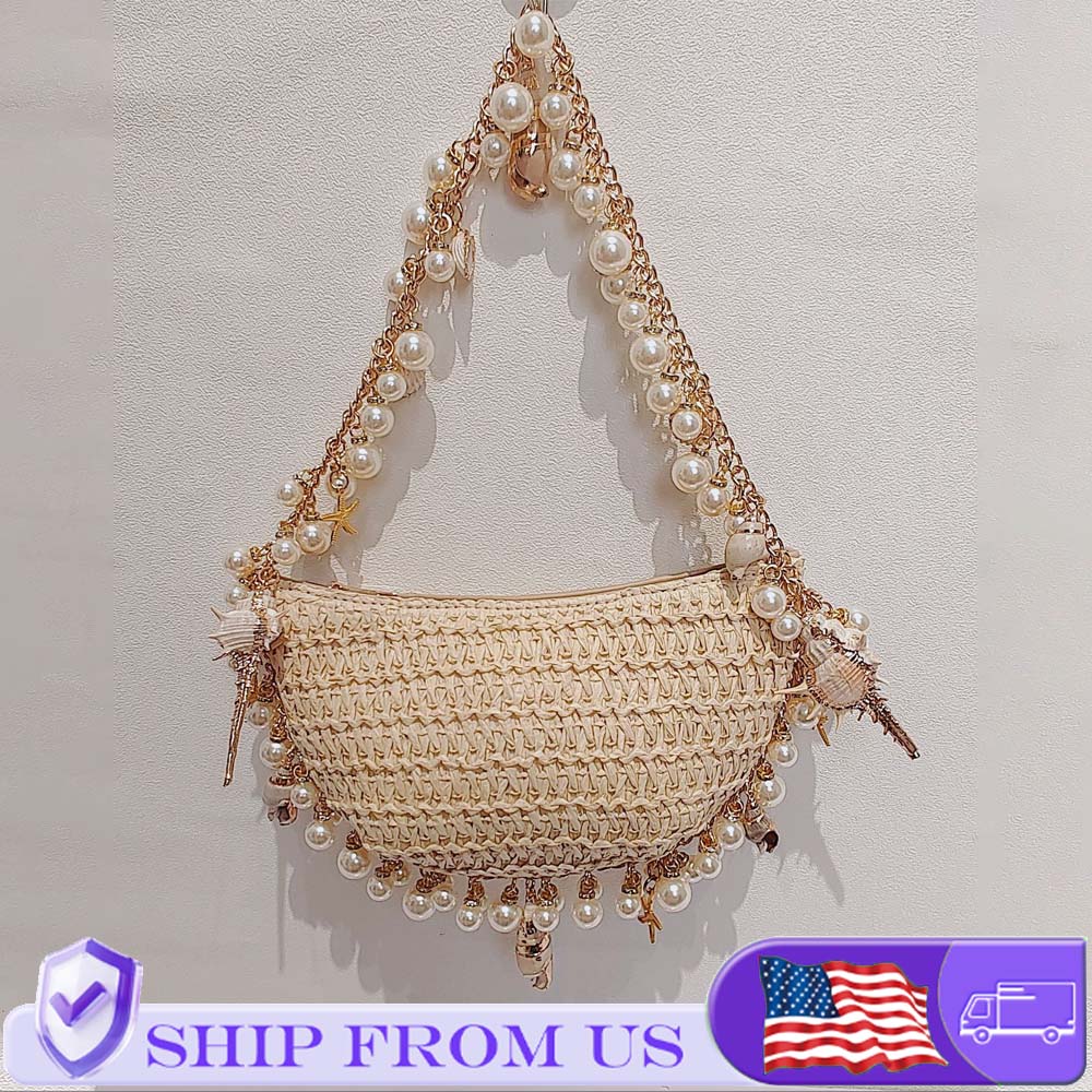 Handmade Pearl Conch Straw Wov - Women'S Bags Holiday ulasan dan harga