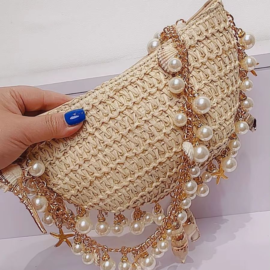 Handmade Pearl Conch Straw Wov - Women'S Bags Holiday ulasan dan harga