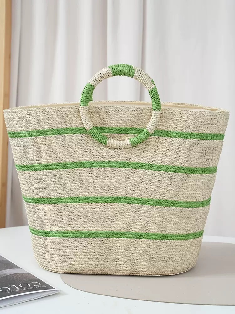 striped Tote grass woven bag s - Women'S Bags Holiday ulasan dan harga