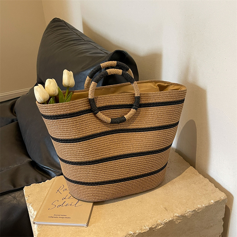 striped Tote grass woven bag s - Women'S Bags Holiday ulasan dan harga