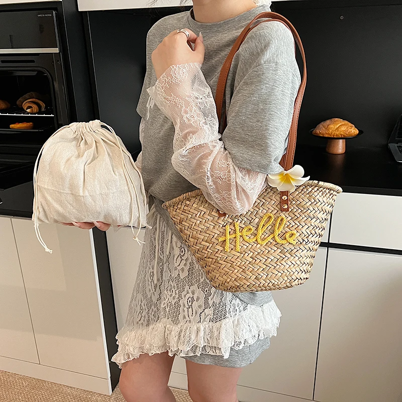 Casual Wicker Woven Basket Bag - Basket Bag Wicker ulasan dan harga