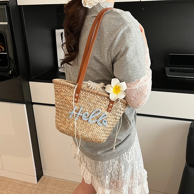 Casual Wicker Woven Basket Bag - Basket Bag Wicker ulasan dan harga
